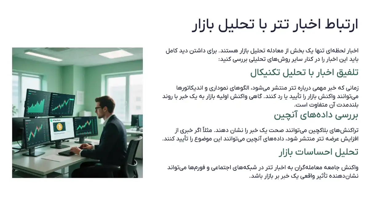 ارتباط اخبار تتر با تحلیل بازار