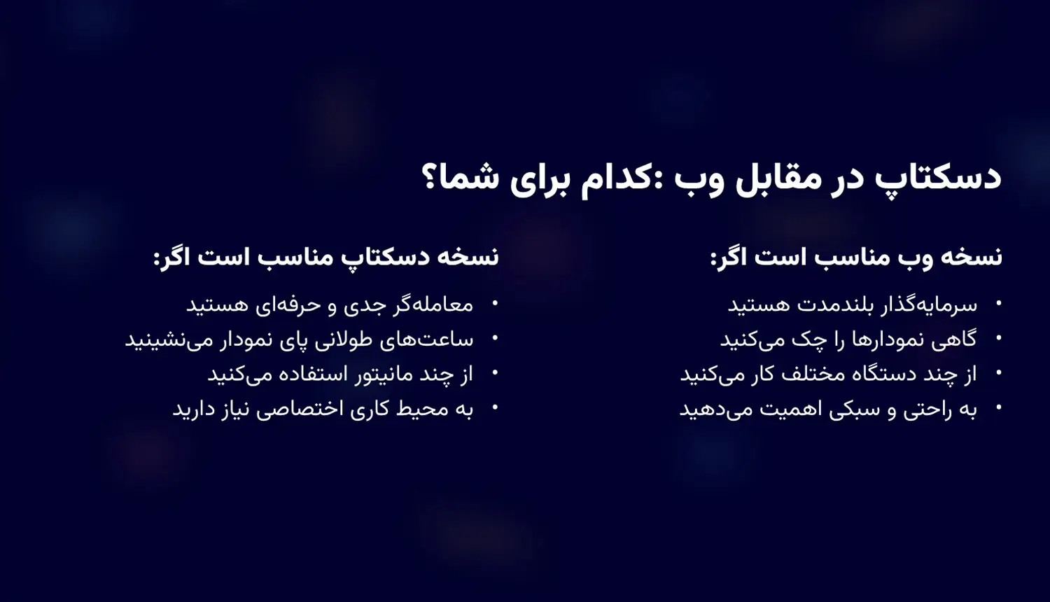 مقایسه نسخه دسکتاپ و وب تریدینگ ویو