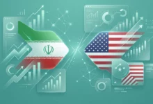 Create a clean, modern, high-resolution feature image for a website article. Dimensions: 1920 x 1080 Color palette: use a unified tone based on #4DAC9E as the dominant theme color. Style: minimal, professional, tech-oriented, suitable for a fintech / trading / analytics website. Subject of the image: [معامله بزرگ یا جنگ دوباره؟ پشت پرده برنامه ترامپ برای ایران] Visual direction: – Use abstract geometric shapes, subtle gradients, and soft lighting inspired by modern UI dashboards. – Include elements related to charts, analytics, trading interfaces, or data visualization (without showing any real brand or platform UI). – Keep the scene clean, uncluttered, visually balanced, and highly aesthetic. – No text inside the image. Output: a polished hero-image suitable for the top of a blog post. حتما از پرچم ایران و آمریکا روبروی هم هم استفاده کن